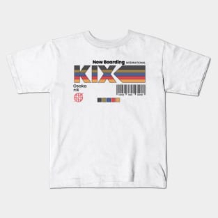 Vintage Osaka KIX Airport Label Retro Travel Japan Kids T-Shirt